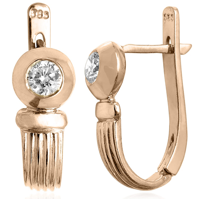 Russian Style Diamond Earrings in 585 14K Gold