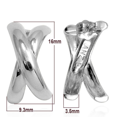 14k Solid White Gold Picasso style X's Earrings