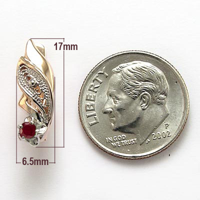 Russian Style Ruby Earrings 14k Rose Gold