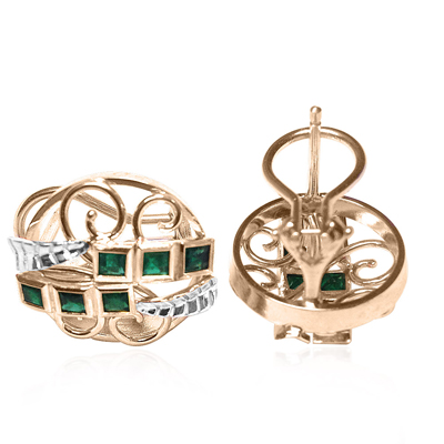 Russian style Princess Cut Emerald in 14k Gold