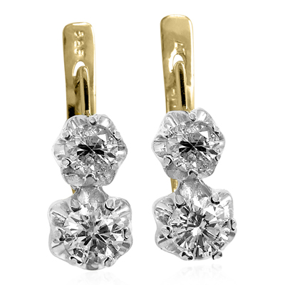 Diamond Russian Earrings in 14K Gold and Platinum