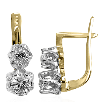 Diamond Russian Earrings in 14K Gold and Platinum