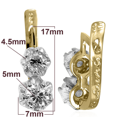 Diamond Russian Earrings in 14K Gold and Platinum