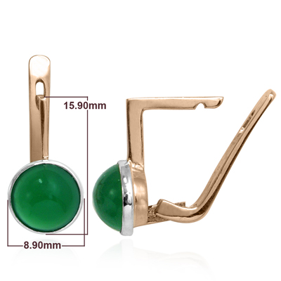 14k Gold Green Onyx Russian style Earrings