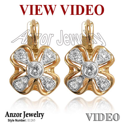 Russian Style Genuine Diamonds Earrings 18k Gold