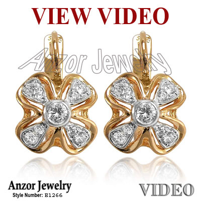 Flower Shaped Diamonds Earrings 18k Gold