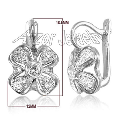 Russian Style Genuine Diamonds Earrings 14k Gold