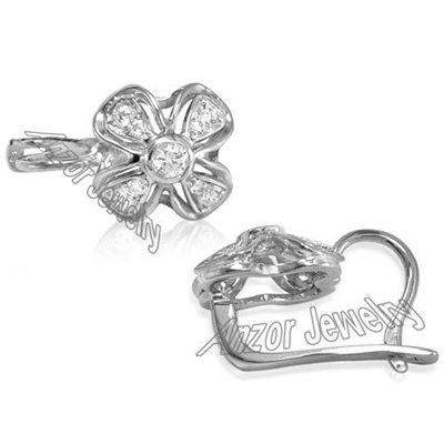 Russian Style Genuine Diamonds Earrings 14k Gold
