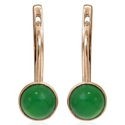 14k Gold Green Onyx Leverback Earrings