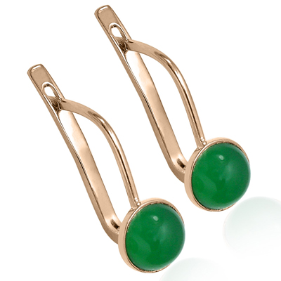 14k Gold Green Onyx Leverback Earrings