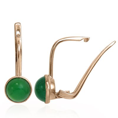 14k Gold Green Onyx Leverback Earrings