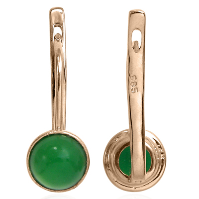 14k Gold Green Onyx Leverback Earrings