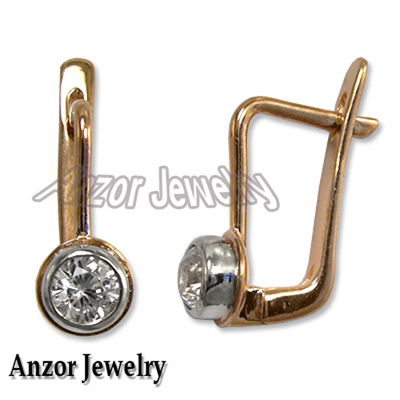 Russian Syle Diamond Earrings in 14k Rose gold 585