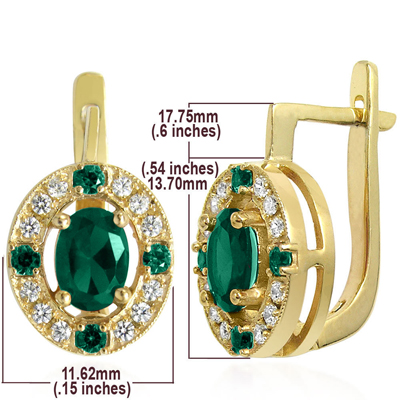 Russian Style Diamond Emerald Earrings 585