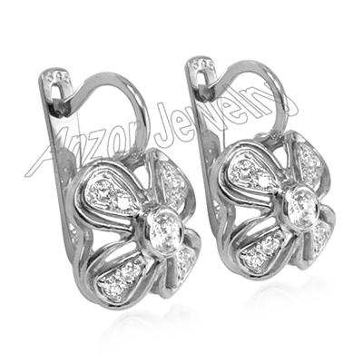Russian Style Genuine Diamonds Earrings 14k Gold