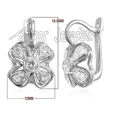 Russian Style Genuine Diamonds Earrings 14k Gold