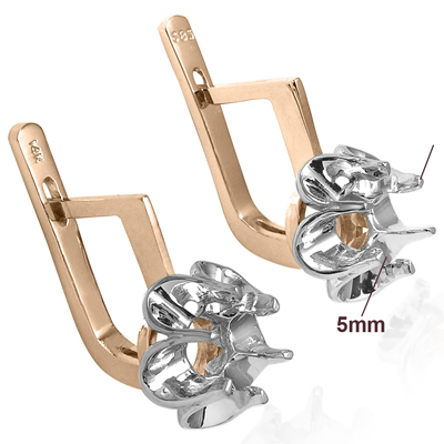 14k Gold Russian Semi-Mount Earrings for 1.00