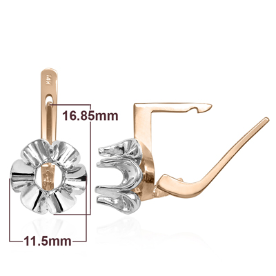 14k Gold Russian Semi-Mount Earrings for 1.00