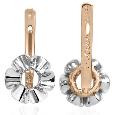 14k Gold Russian Semi-Mount Earrings for 1.00