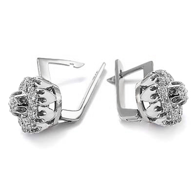 Old Russian Style Malinka Diamond Earrings 585 14K