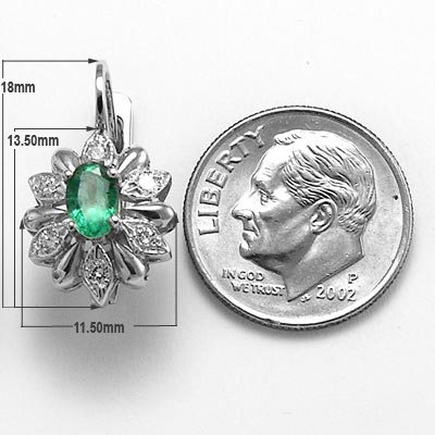 Russian Style Diamond Emerald Earrings 14k Gold
