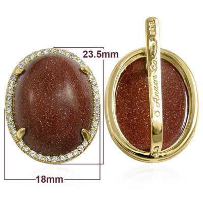 14k Gold Pave Setting Diamond Gold Stone Earrings