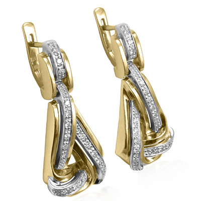 Russian Style Diamond Earrings 14k gold