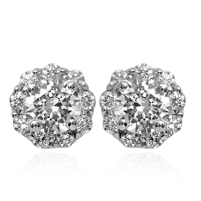 Genuine Diamond Stud Earrings in 14k Gold
