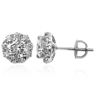 Genuine Diamond  Stud Earrings in 14k Gold