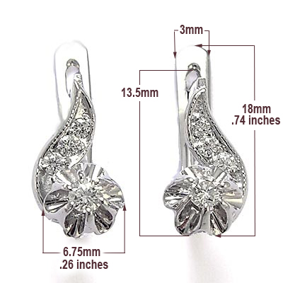Diamond Earrings in Platinum Russian Style