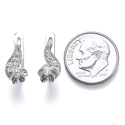 Diamond Earrings in Platinum Russian Style