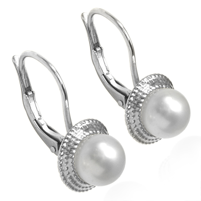 14k Gold Pearl leverback locks Earrings