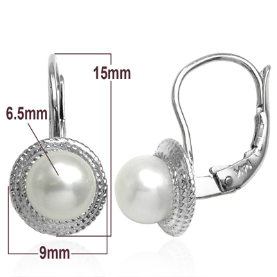 14k Gold Pearl leverback locks Earrings