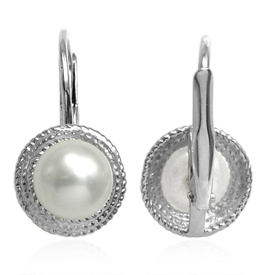 14k Gold Pearl leverback locks Earrings