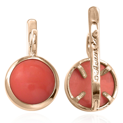 14k Solid Gold Coral Russian Style Earrings