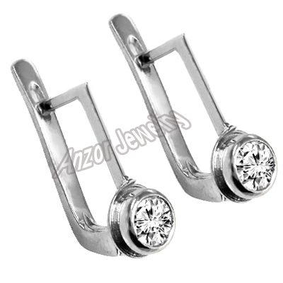 Russian Style Earrings in 14k White gold 585