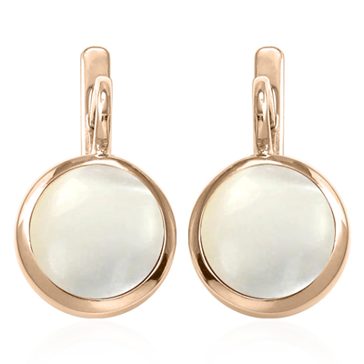 14k Gold Mother of Pearl Russian Style Earrings