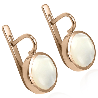 14k Gold Mother of Pearl Russian Style Earrings