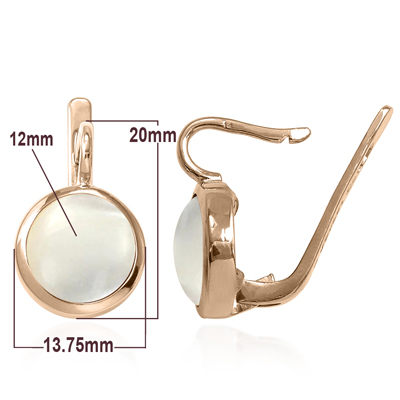 14k Gold Mother of Pearl Russian Style Earrings