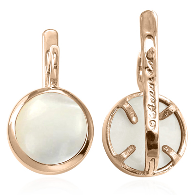 14k Gold Mother of Pearl Russian Style Earrings