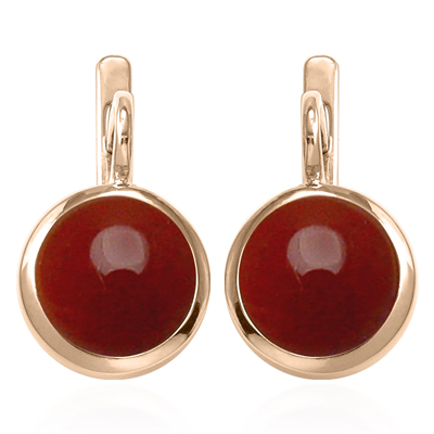 14k Solid Gold Carnelian Russian Style Earrings