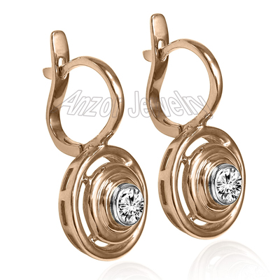 Russian Style Diamond Earrings in 14K Gold