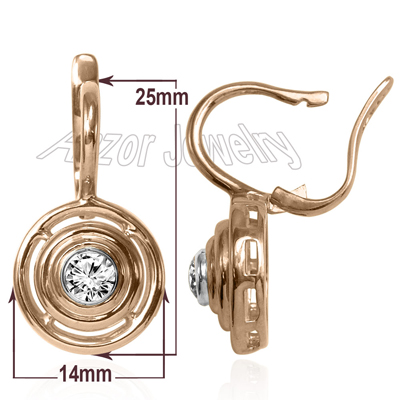 Russian Style Diamond Earrings in 14K Gold