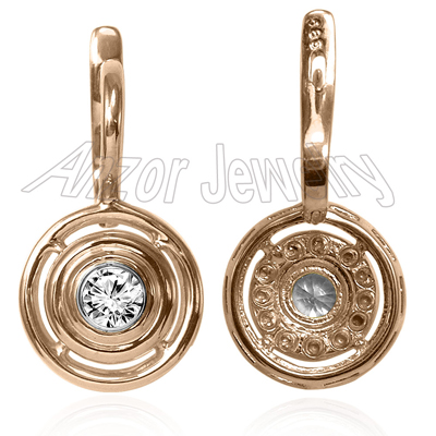 Russian Style Diamond Earrings in 14K Gold