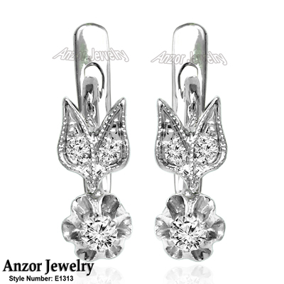 Russian Style Diamond Earrings in 14k 585