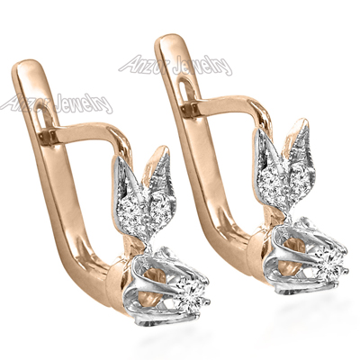 Russian Style small Diamond Earrings 14k 585