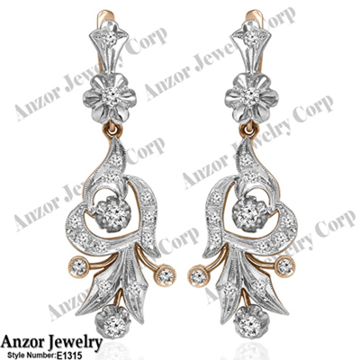 Russian Style Diamond Chandelier Earrings 14k
