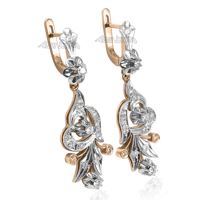 Russian Style Diamond Earrings in 14k 585