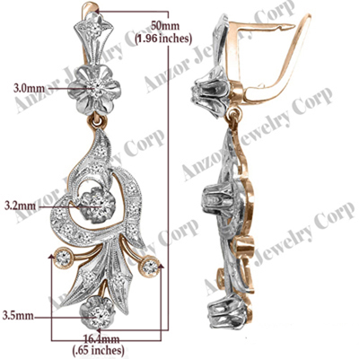 Russian Style Diamond Chandelier Earrings  14k