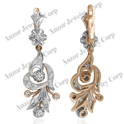 Russian Style Diamond Chandelier Earrings  14k